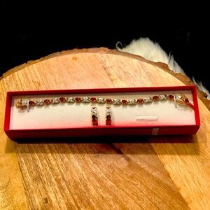 Simulated stone bracelet/earrings combo